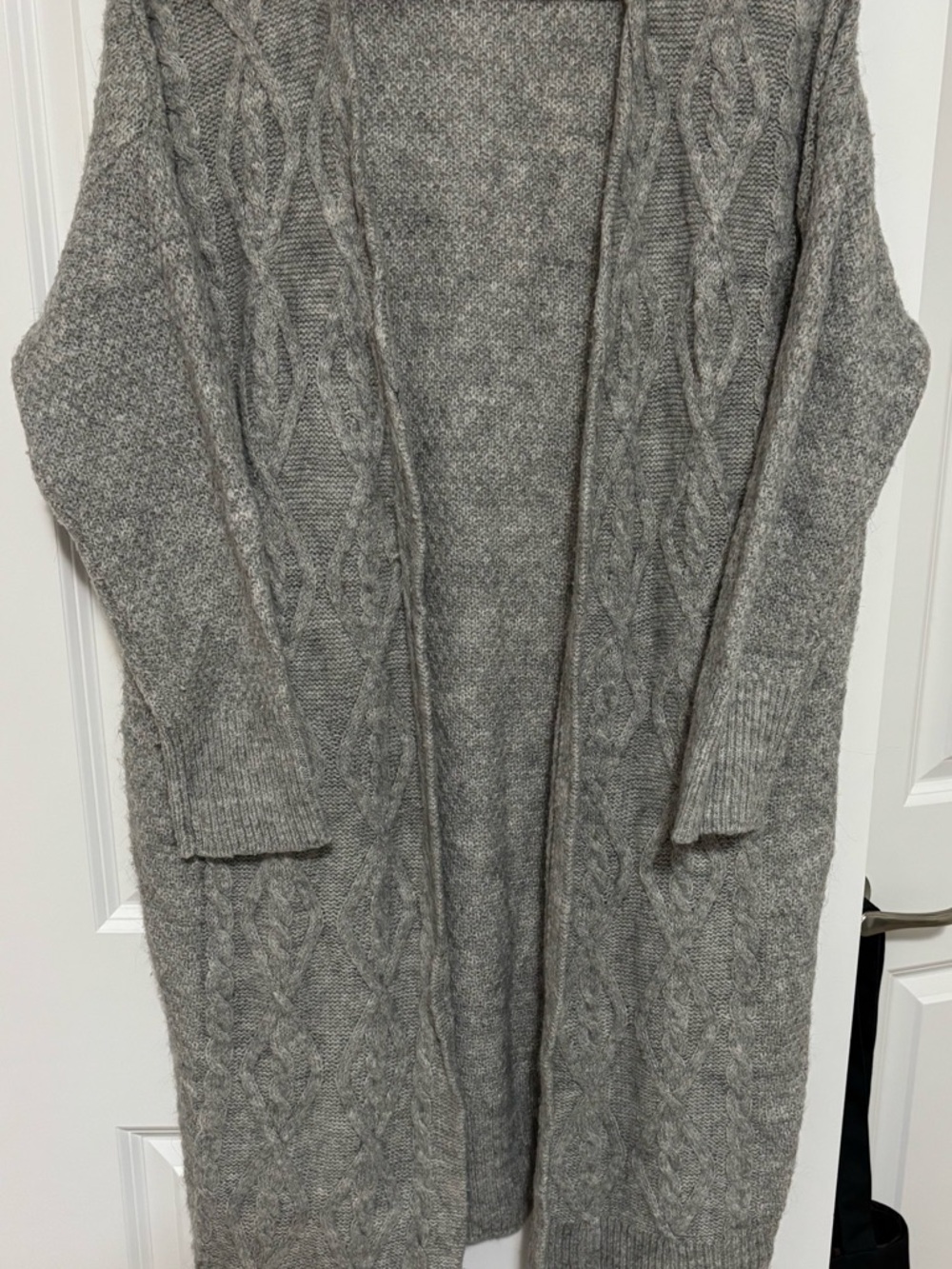 H&M Gray Cable-Knit Open-Front Women's Cardigan